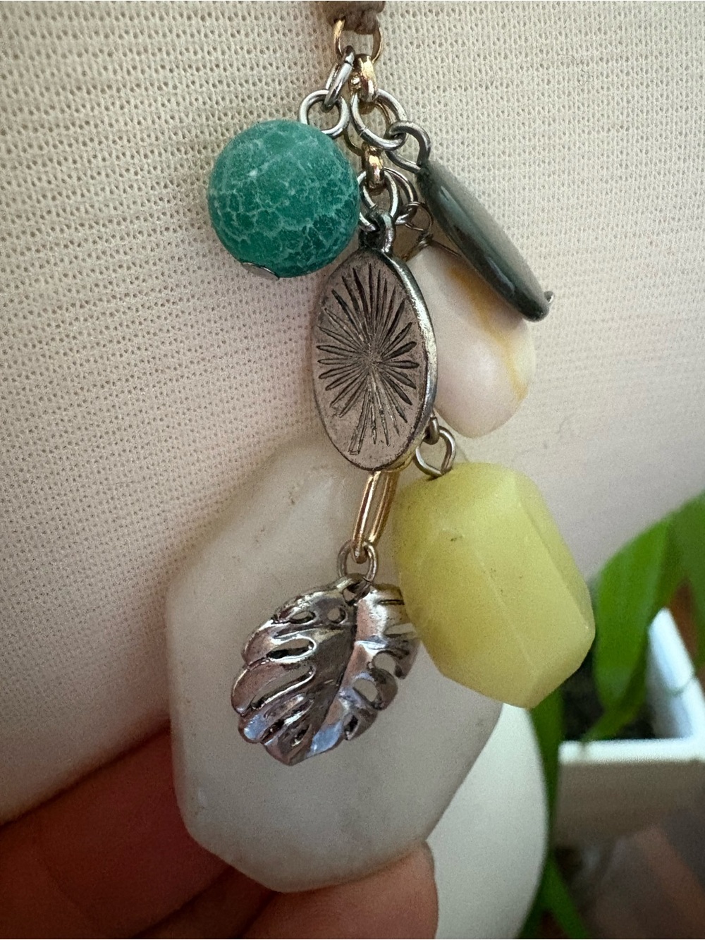 J. Jill Tan Corded Necklace with Beach Inspired Charms & Matching Earrings